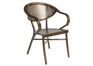 Quality UV Resistance Furniture Outdoor Restaurant Brown Aluminum Dining Chairs With Arm wholesale