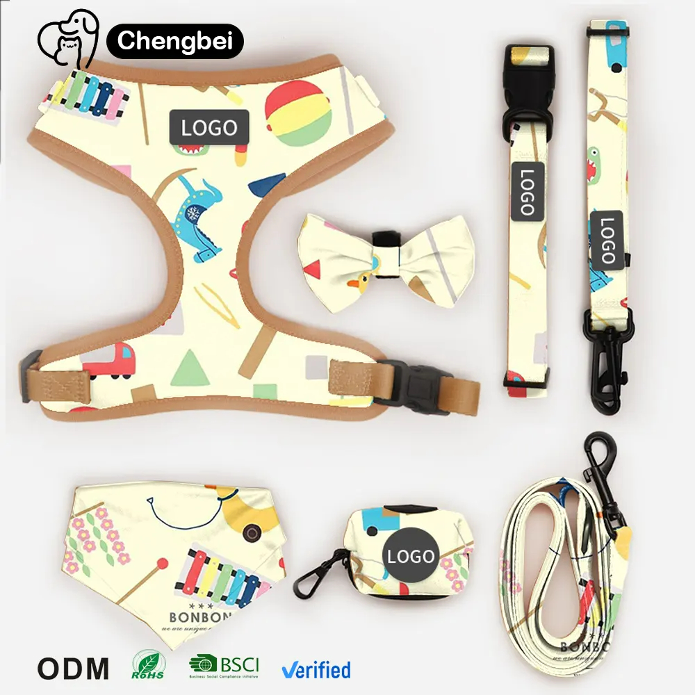 Pet Dog Harness Leash And Collar Set No Pull Neoprene Mesh Soft Dog Vest For Pet Walking And Running