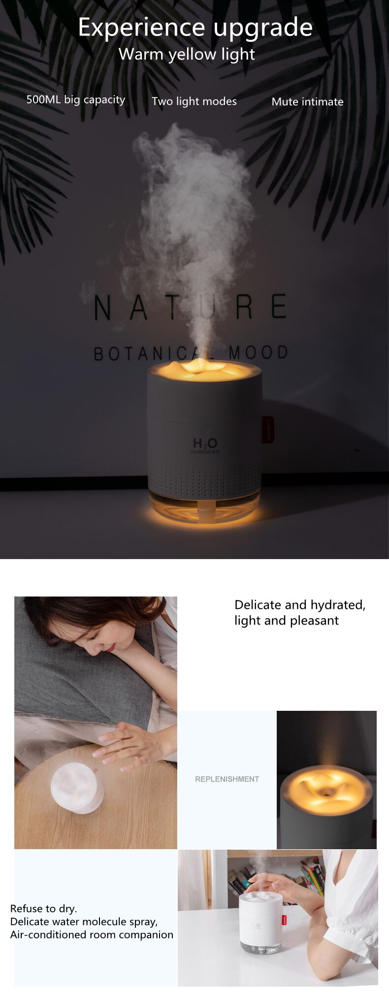 Homefish OEM Luftbefeuchter 500ml Water Tank Capacity Pure Mist Humidifyers Humidificateur d Air Portable Desktop H20 Humidifier