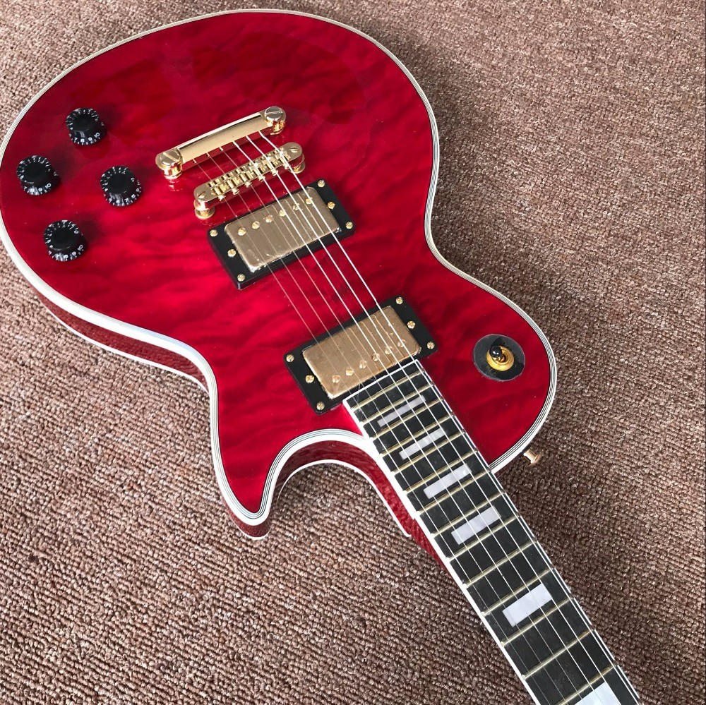 New style high-quality custom LP electric guitar, Burst color Quilte Maple red custom shop electric guitar