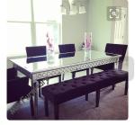 Sophia Silver Glass Dining Table , 160 * 90 * 75cm Mirror Dining Room Table