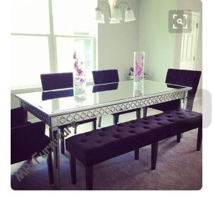 Quality Sophia Silver Glass Dining Table , 160 * 90 * 75cm Mirror Dining Room Table wholesale