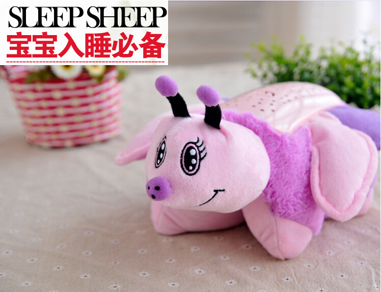 Christmas gift night light animal pillow plush night light pillow music star rotate projector light