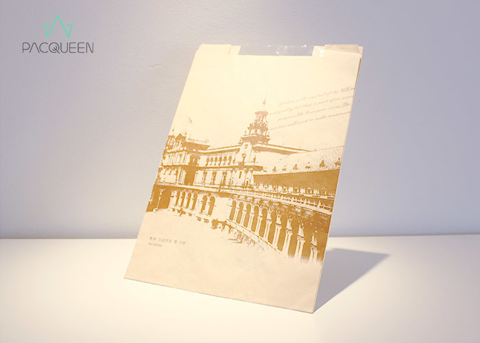 Kraft Paper Greaseproof Wrapping Paper Bags With Clear Window Logo Printed