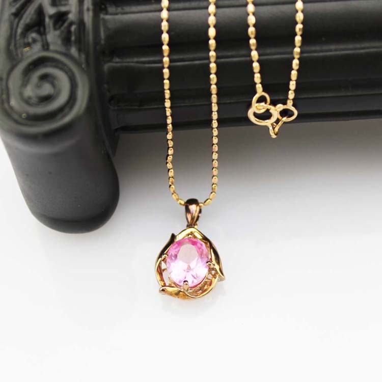 925 Silver Jewelry 9x11mm Oval Cubic Zircon Pendant Necklace (P08)