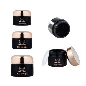 Quality Black 20g 30g 50g Cream Glass Jars Empty Makeup Container wholesale
