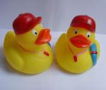Mini Yellow Bathtub Weighted Squeezing Rubber Ducks Surfing / Swimming Design