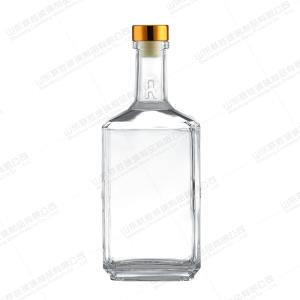 Quality Clear Glass Whisky Spirit Bottle with 375ml Capacity and Unique Square Shape Design wholesale
