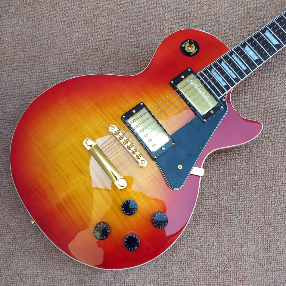 Standard LP 1959 R9 electric guitar, Cherry burst color electric guitar with Gold hardware, free shipping