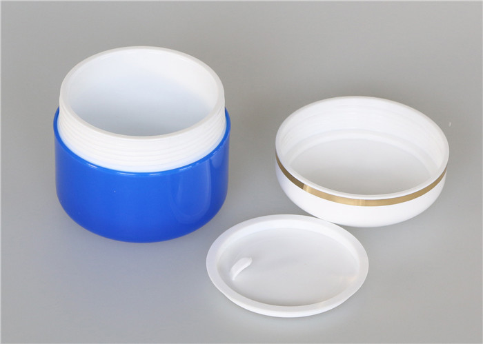 Airtight 50g Plastic Cosmetic Jars , Custom Tiny Blue Plastic Jars Unguent Packing