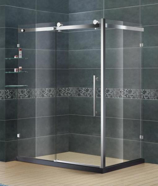 Frameless Stainless Steel Bathroom Shower Enclosures Clear Tempered Glass SGCC