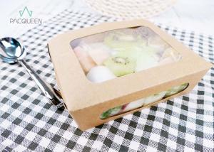 Quality Clear Windowed Kraft Paper Takeaway Boxes For Fruit Salad Oil Resistant wholesale