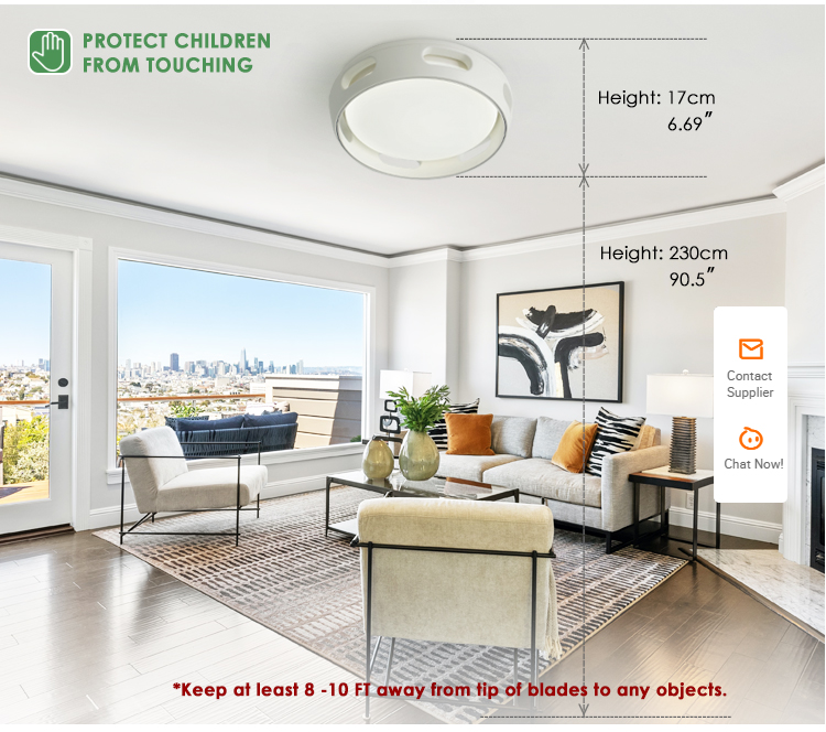 Small Air Purification 16" White Ceiling Fan with Copper Motor and REACH Certificate