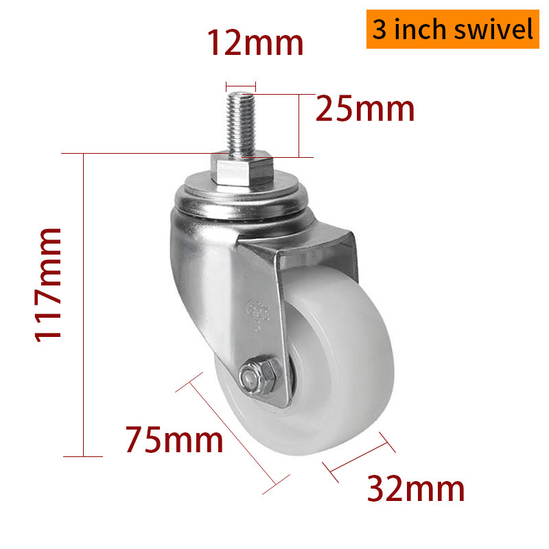 EDL Medium Duty 3inch 150kg Threaded TPA Caster by Swivel and Brake type