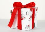 Cardboard Decorative Xmas Boxes / 4x4x4 White Gift Boxes With Ribbon Bow