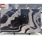 Modern Black Kitchen Countertop with Cabinets Stone Name Ink Impression Marble
