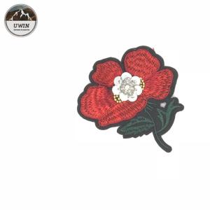Quality Hand-made Fabric Embroidery Patches,Red Rose Embroidery Patch#C10003 wholesale