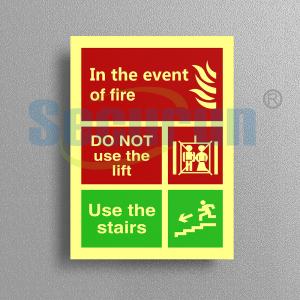Quality Self Luminous Glow Photoluminescent Fire Signs Action For Not Use The Lift wholesale