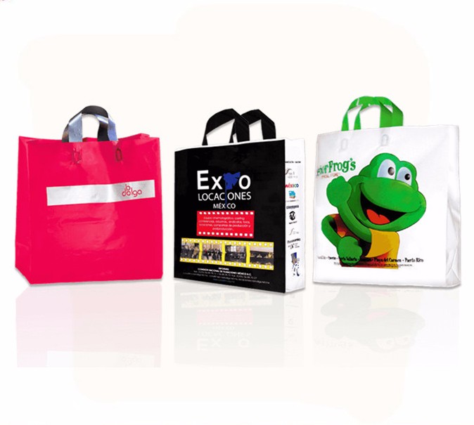 LDPE / HDPE Plastic Custom Logo Reusable Shopping Bags For Stationery Store