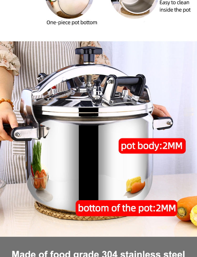 SUS304 Stainless Steel Pressure Cooker 30 - 44cm Sustainable