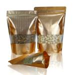 ROHS Gold Mylar Stand Up Bags With Line Clear Window