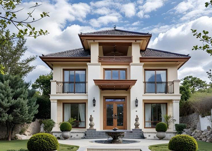 NS / AS Luxury Modern Villa Prefab Homes Light Steel Frame Structure