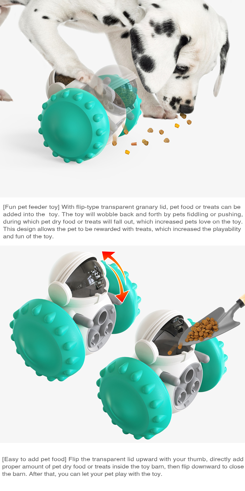 Pet Toy Playing ABS PC Fun IQ Treat Interactive Food Dispensing Ball Dogs and Cats Pet