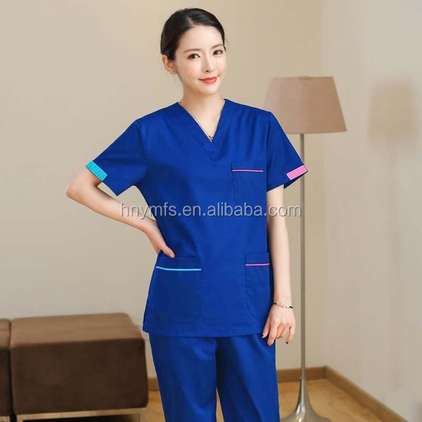 Basic Hospital Scrubs V Neck New Style Stretchy Medical Scrubs Sets