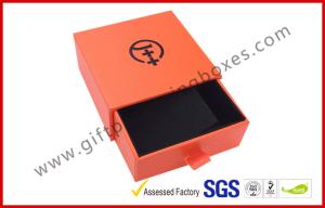 Quality Bright Orange Embossed Paper Jewellry Gift Boxes with Black Aluminum Foil wholesale