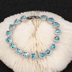 Fashion Platinum Plated Links Chain Heart Shape Blue Cubic Zirconia Tennis
