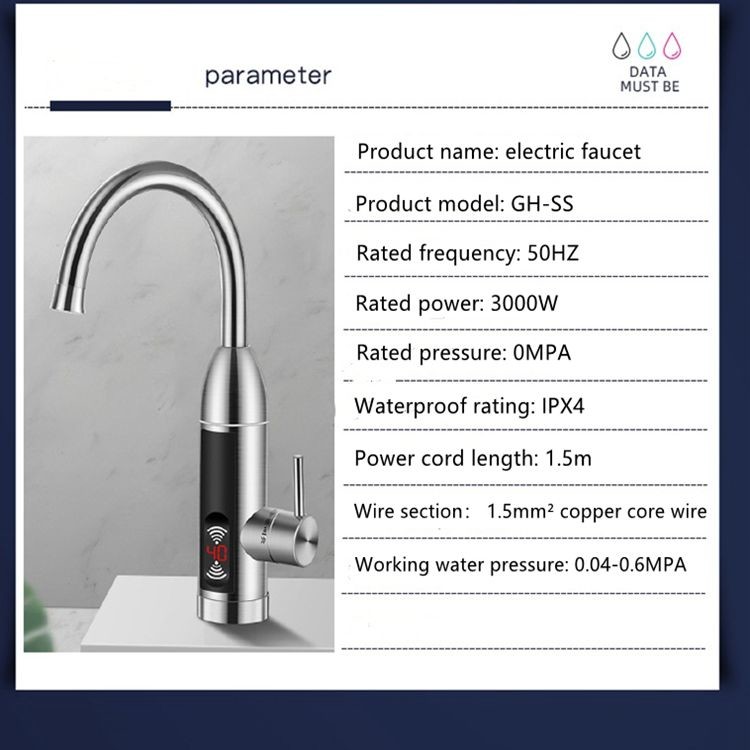 Energy Saving Thermal Electric Faucet 3000W 220v Instant Electric Heating Faucet
