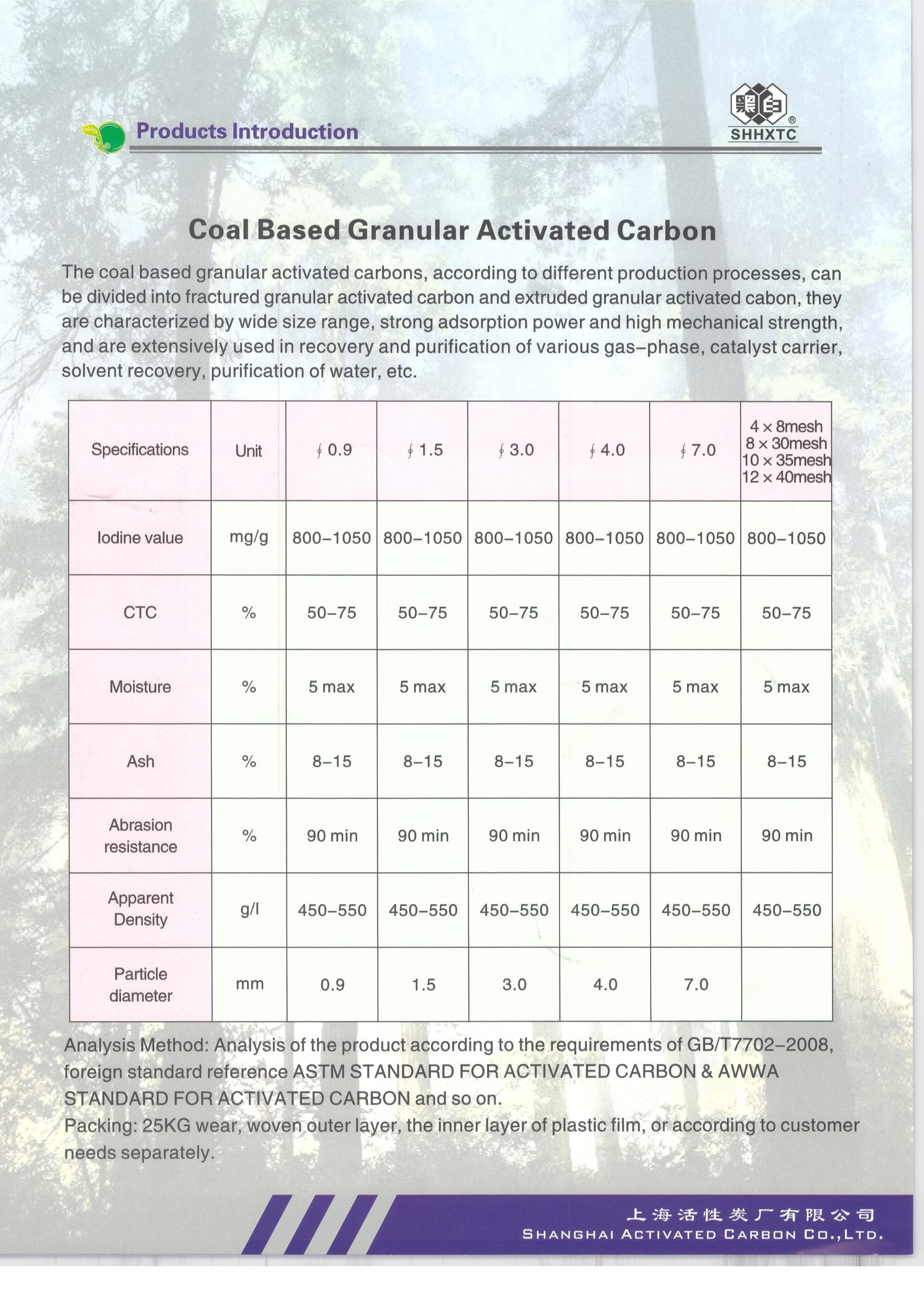Iodine 1000mg/G Coal Based Granular Activated Carbon For Solvent Recovery