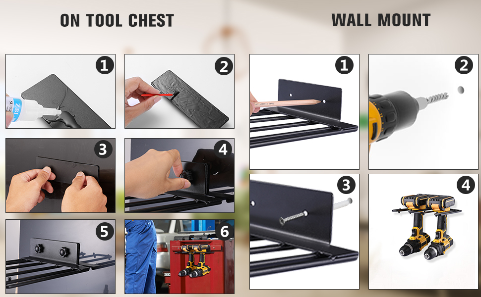 Rectangle Wall Mounted Tool Storage Rack for Garage Organization and Space Saving
