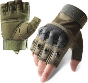 Quality Flexible Fingerless Tactical Combat Gloves Debossed Polyurethane wholesale