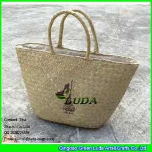 Quality LUDA wholesale natural purse and handbags logo printed seagrass straw handbags wholesale