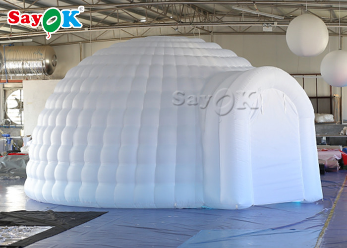 Tent Inflatable 5m White Inflatable Igloo Dome Tent With Led Light For Wedding Event