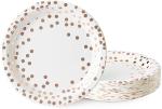 Carnival Dinnerware White And Rose Gold Compostable Paper Plates