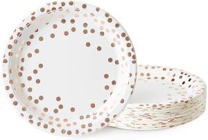 Quality Carnival Dinnerware White And Rose Gold Compostable Paper Plates wholesale