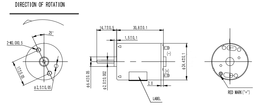RF-370CB-11670 12V DC Motor Dimension Size