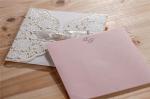 Pink lace hand-cut wedding invitations Personality invitation card