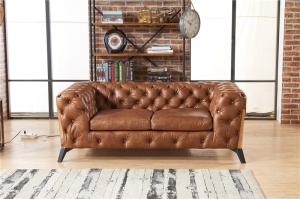 Quality Light Luxury Europe Leather Chesterfield Sofa / Two Seater Leather Couch wholesale