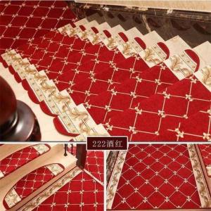 Quality Luxury Hotel Step Rugs Carpet Wine Red Color Grid Pattern Classical Style wholesale