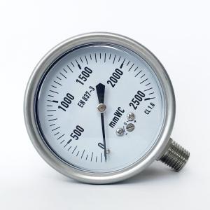 Quality Stainless Steel Capsule 304 Ss Pressure Gauge 63mm 2500 MmWC Bellows Manometer wholesale