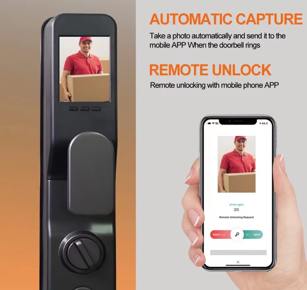 Aluminum Alloy Smart Door Lock Unlock with Tuya Face Password Fingerprint Card and Key