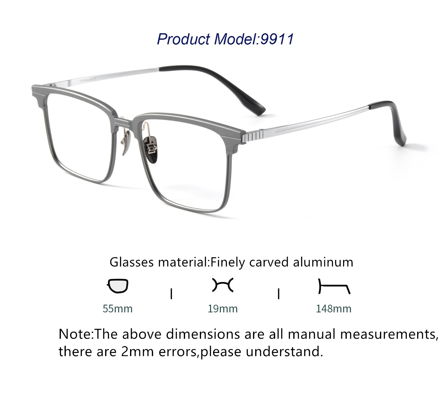Magnetic Pure Titanium Aluminum Glasses Fashion Portable Glasses