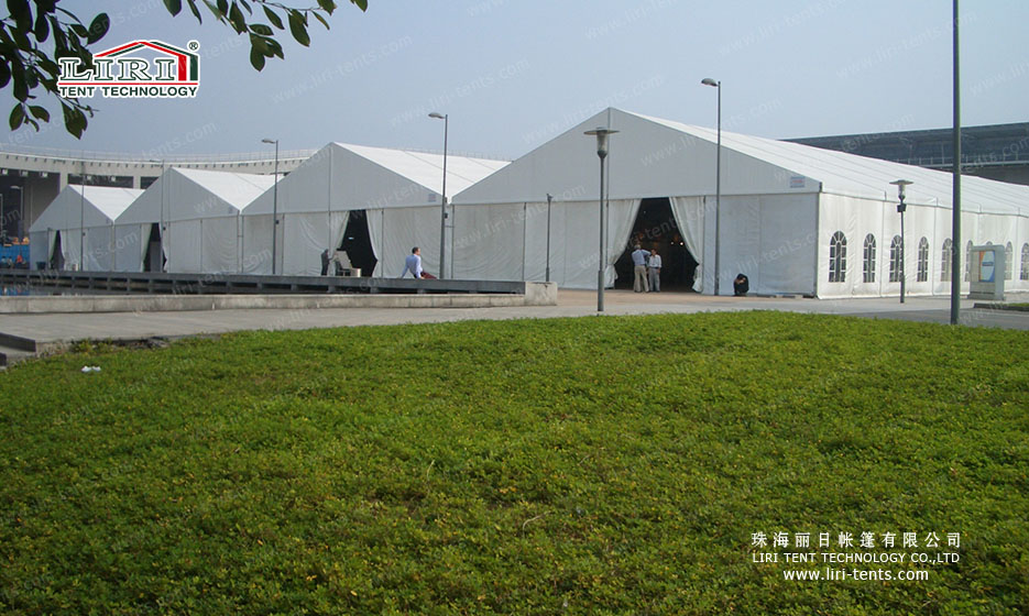 Aluminum Outdoor Exhibition Tents , White Color PVC Sidewall Permanent Structure