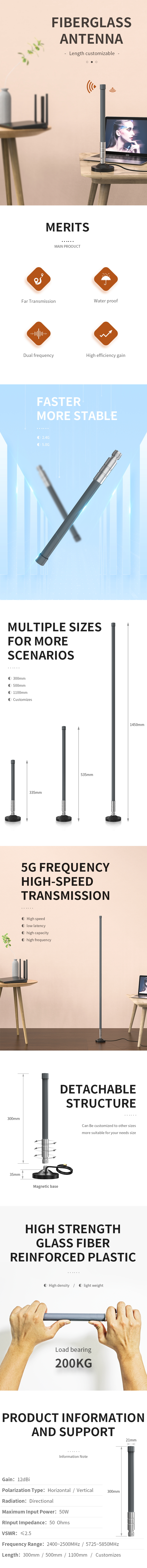 Indoor Stand Using Portable Base Fiberglass Antenna Magnetic Base with RG58 Cable