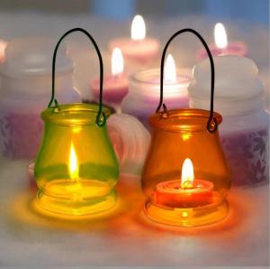 Quality Glass hurricane lamp hanging glass candle jar glass container for wax , tealight, votive wholesale