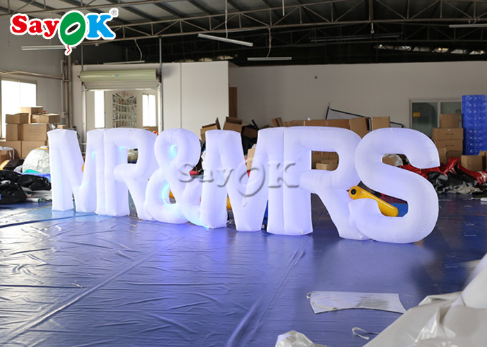 190T Nylon Cloth Inflatable Lighting Decoration LED Light Letters White Color