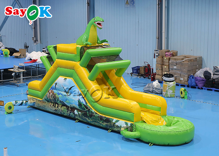 Inflatable Jumping Bouncer Inflatable Dinosaur Slide Themed Inflatable Water Slide 9.3x2x3.5mH Logo Printing